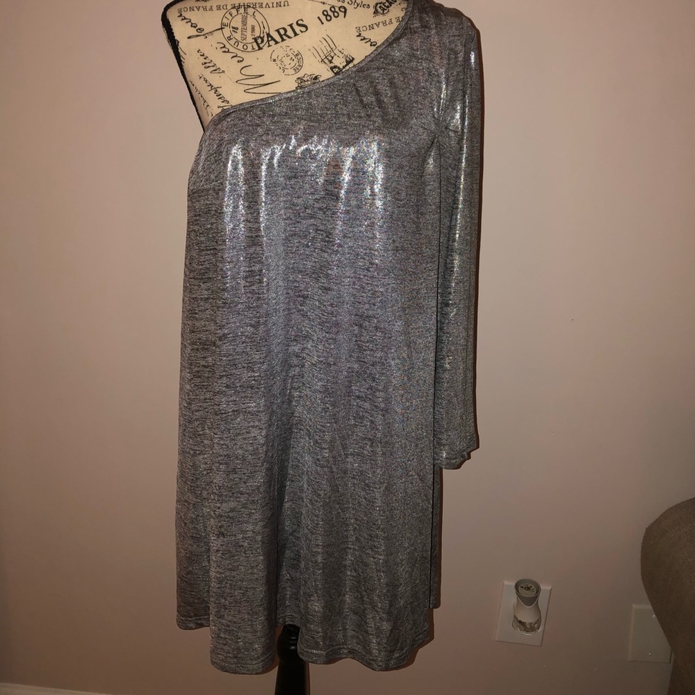 SEXY SIMPLY BE ONE SHOULDER METALLIC CLUB DRESS SIZE 12